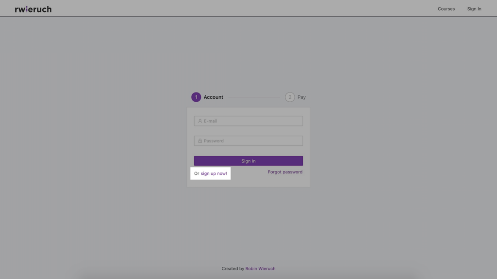 Login page for Road to React