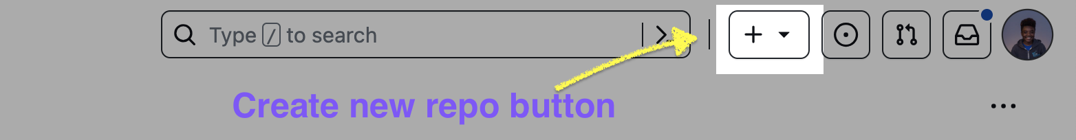 create new repo button